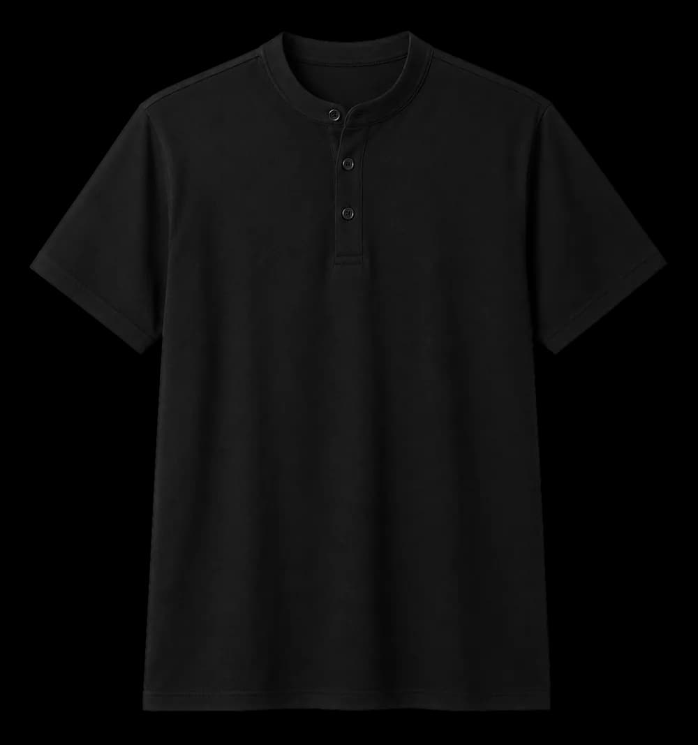 240 GSM Henley manga corta hombre — 100% algodón peinado y cardado en anillo