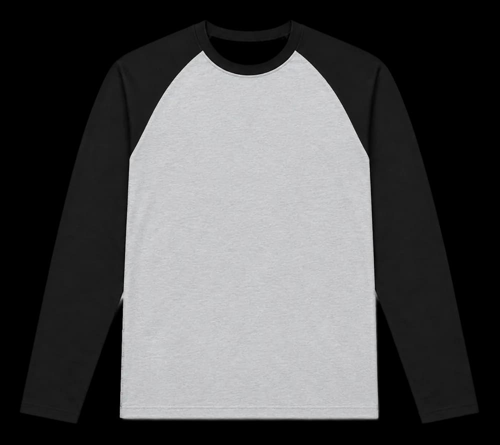 180 GSM Camiseta raglan manga larga — 100% algodón peinado y cardado en anillo, fibra extra suave con tratamiento especial